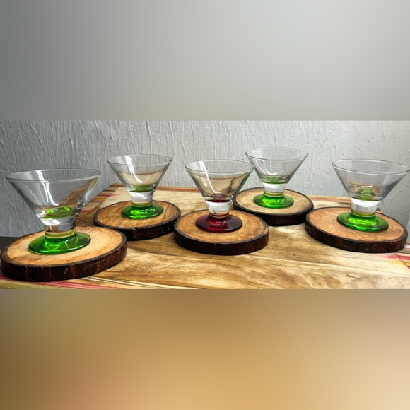 Vintage Libbey set of 5 Red and Green Base Cocktail Glasses Double
Shot Cordial - Picture 7 of 8